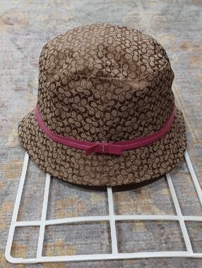 Vintage Coach Kids Signature Monogram Bucket Hat